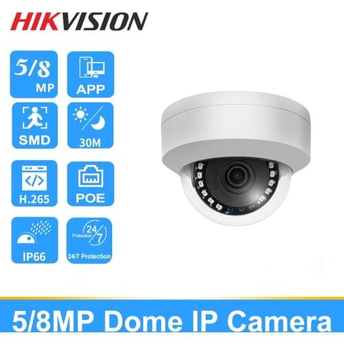 Hikvision Compatible Dome 5MP 8MP HD 4K IK10 IP66 POE IP Camera Security Camera IR 30m H.265 Plug&play with Hikvision NVR