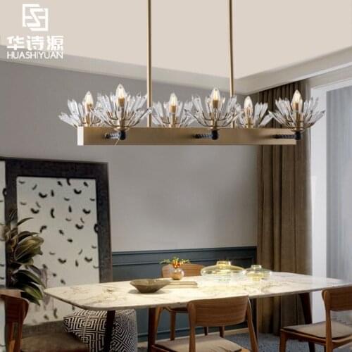 New ice flower crystal chandelier living room lamp light luxury creative bedroom study lamp country iron restaurant lamp