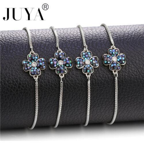 JUYA Turkish Blue Evil Eye Four-leaf clover Charm Bracelets For Women Female Friendship Vintage Hand of Fatima Bracelets