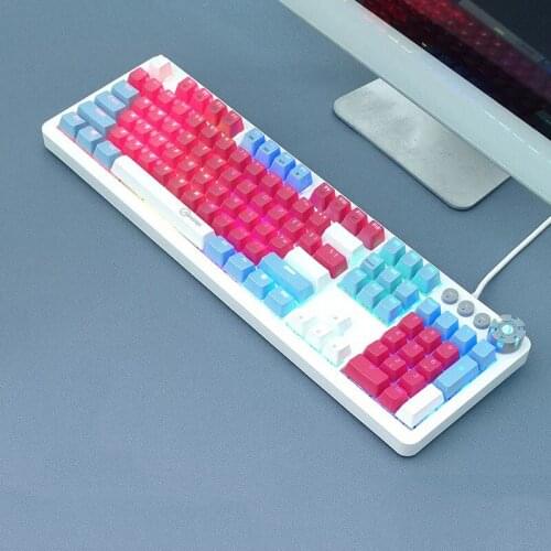 Mix Color Backlit PBT Keycaps 104-key Gaming Mechanical Keyboard Two Color Injection Blue Switch Gamer Keyboard For PC Desktop