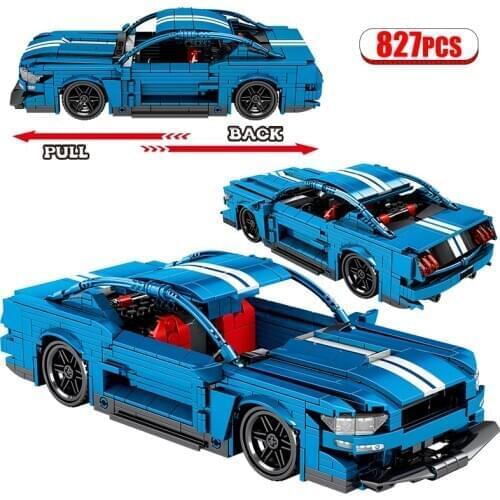 City Creator MOC Technical Pull Back Racing Car Building Blocks Classic Racer Super Sports Vehicle Model Bricks Toys