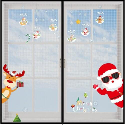 Santa Claus Christmas Decoration Mosquito Nets for Window Self-adhesive Zipper Mosquito Screens DIY Door window Screen Custom