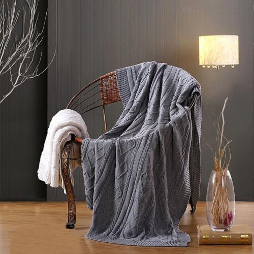 Handmade Heart-shaped Soft Knit Blanket Sofa Air Throw Travel Bed Blanket Blue White, Gray, Pink Knit Sofa Blanket Cobertor