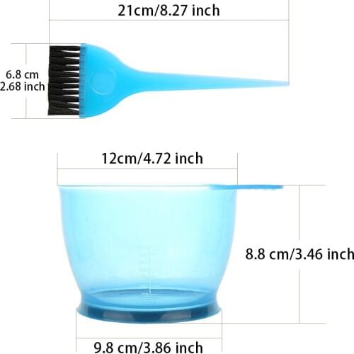 4x Barber Hair Dye Color Brush And Bowl Set Kit For Dying Coloring Bleach