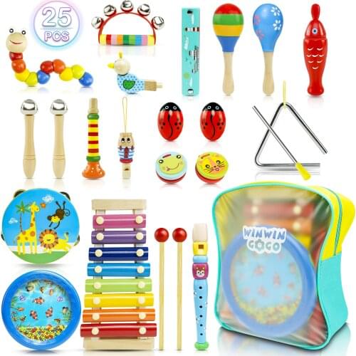 WINWINGOGO Kids Musical Instruments Set, Early Learning Preschool Educational Xylophone Toys for Kids Toddlers Baby Boys Girls