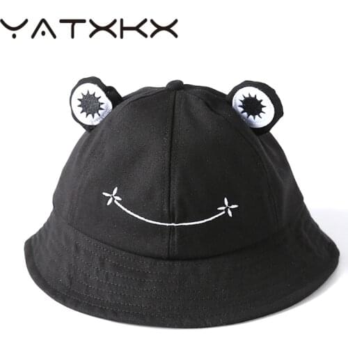 [YaTxKx] Bucket Hats for Women Caps for Women Panama Outdoor Hiking Beach Fishing Cap Sunscreen Female Sunhat Casquette Frog Hat