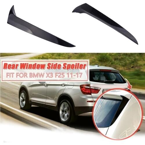 Pair Black Rear Window Side Spoiler Wing Splitter Lip Cover Trim Bezel Fit for BMW X3 F25 2011 2012 2013 2014 2015 2016 2017