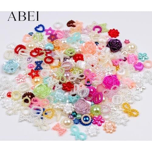 200pcs 6-20mm Mix ABS Half Round Heart Star Flower Bow Pearls Bead DIY Loose Beads Accessories