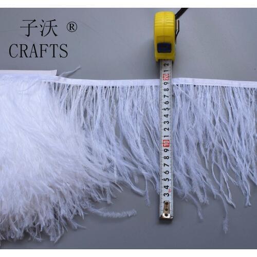 1Meter High Quality Fluffy white Ostrich Feather Trim 15-20cm DIY Sew Wedding Dress Adornment Accessories