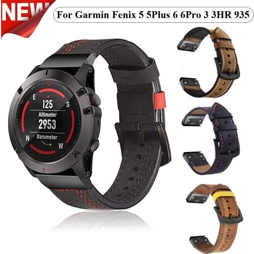 Silicone+Leather Band Watchband Strap For Garmin Fenix 5 5X 6/6X Pro 3HR Smart Bracelet 22 26mm Quick Easy Fit Wristband Correa