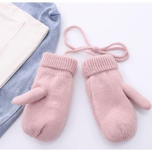 L93F 3Pcs Kids Baby Winter Warm Beanie Hat Long Scarf Gloves Set Cable Knit Solid Color Plush Lined Pompom Skull 1-6 Year