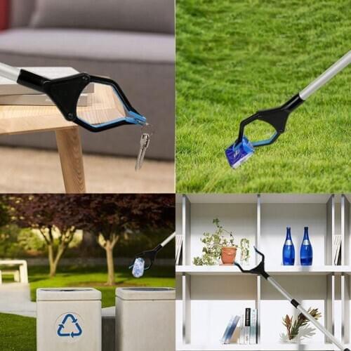 Aluminum Alloy Curved Handle Design Foldable Long Trash Clamps Grab Pickup Tool Trash, Hand Grip Tools, Household Cleaning Tools