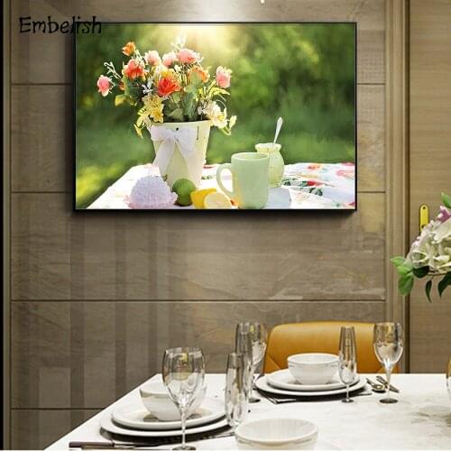 Embelish 1 Pieces Pink Flowers Wall Posters For Kitchen Home Decor HD Print On Canvas Paintings Living Room Pictures Artworks