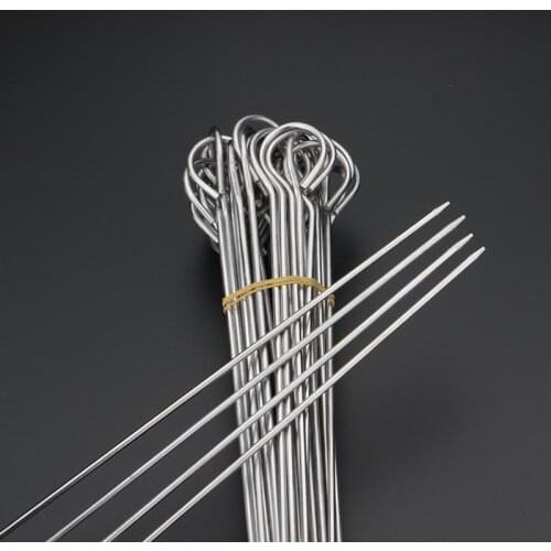 5PCS Stainless Steel Skewers Universal Barbecue Skewers Kebab Skewers BBQ Camping Flat Forks Outdoor Picnic Tool