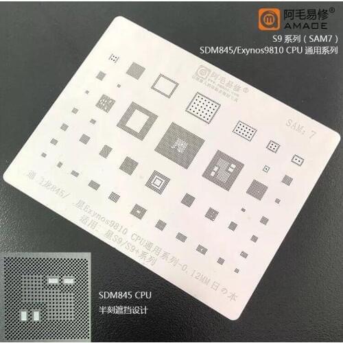 High quality For Samsung S9 S9+ G9600 G960F G965F Edge BGA Stencil Reballing Heating Template 0.12mm