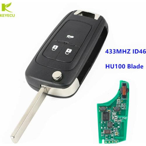 KEYECU Replacement NEW Flip Folding Remote Key Fob 3 Button 433MHZ ID46 Chip For Vauxhall Astra J Cascade Mokka 2009- 2015