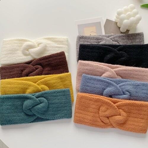 Top Quality Winter Knitted Headband For Women New Cotton Cashmere Hair Bands Warmer Hairbands Lady Headwear Hair Accessories