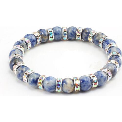 Charm Distance Bracelets Crystal Rhinestone Circle Retro Natural Stone Blue Beads Bracelet For Women Men Yoga Jewelry Gifts