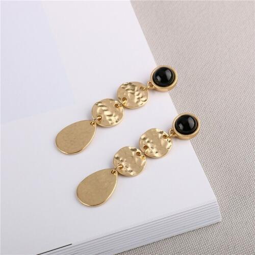 New Metal Round Suede Stripes Long Alloy Exaggerated Fashion Irregular geometric metal wild retro earrings for female