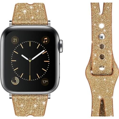 Womens Leather Band For Apple Watch SE 654 40mm44mm Shiny Bling Diamond Bracelet Strap on Smartwatch iWatch Series 321 38mm42mm