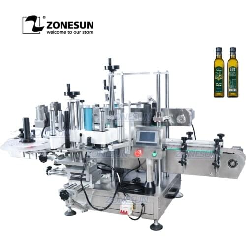 ZONESUN ZS-TB300M Automatic Labeling Machine For Square Bottles Single or Double Side Sticker Flat Bottle Labeling Machine