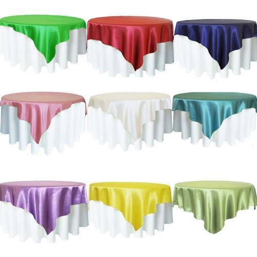 1pcs 145x145cm Square Satin Tablecloth Table Decoration For Home Birthday Wedding Festival Christmas Restaurant Party Supply