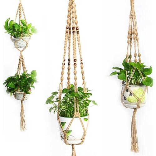 100% hand-woven Macrame Plant Hanger Hanging Basket Flowerpot Plant Holder Indoor Wall Hanging Planter Basket Home Decorations