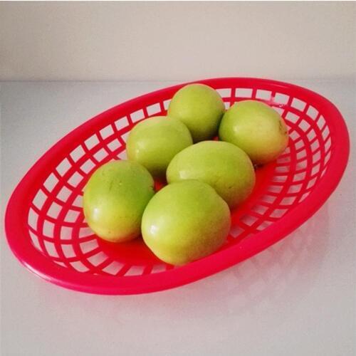 12Pcs Plastic Fast Food Baskets Oval Serving Platter Breakfast Dinner Plates French Fries Cake Bread Tray Bar Restaurant