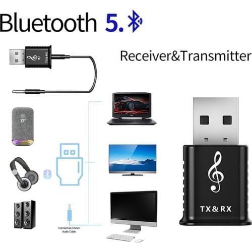 2-in-1 Bluetooth 5.0 Car Kit Wireless Adapter Audio Receiver wifi Transmitter Stereo Bluetooth AUX RCA USB 3.5mm Jack For TV PC