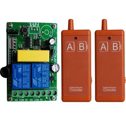 433MHz AC 220V 2CH rf Remote Control Switch Wireless Relay Receiver Controller usb Rechargeable for Garage\ Door\ LED\ Bulb