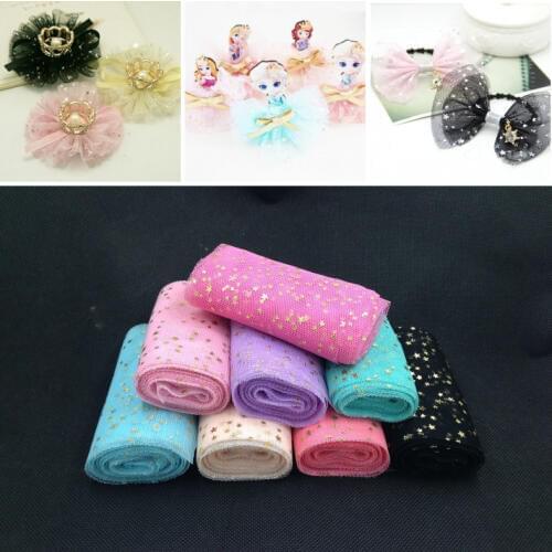 5yards/lot Colorful Sequins 8cm Tutu Organza Elastic Lace Fabric Headband Kids Hair Band Doll Accessories Handmade DIY Tools