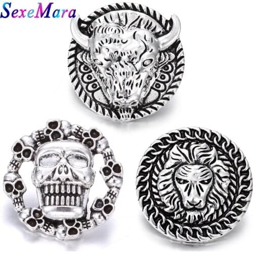 6pcs/lot New Snap Jewelry Vintage Round Square18MM Metal Snap Buttons for Leather Snap Bracelet Button Charms Jewelry