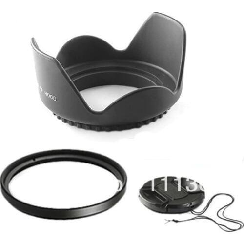 67mm 67 mm Flower Lens Hood +UV Filter +Lens Cap for Canon EOS 400D 550D 500D 600D 1100D Nikon D80 D50 D7000 D3100 DS DSLR
