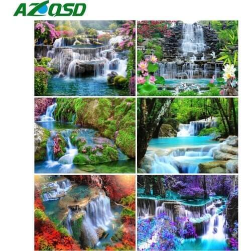 AZQSD Diamond Painting Waterfall Cross Stitch Diamond Embroidery Scenery Full Square/Round Drill Handmade 5d Diy Home Decor