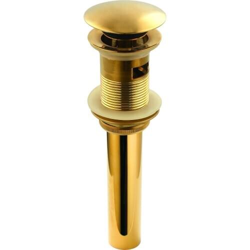 Free Shipping push down drain pop up drain with overflow Gold clour
