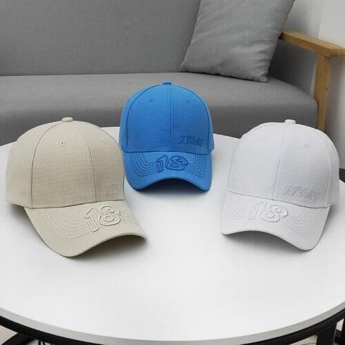 Peaked Cap Mens Ins Tide Brand Spring and Summer Thin Solid Color Baseball Caps Embroidery Digital Personality Wild Sun Hat