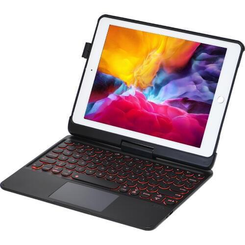 7 Color Backlight 360 Degree Rotation Wireless Bluetooth Trackpad Russian/Spanish/Hebrew Keyboard Case Cover For iPad 10.2 2019