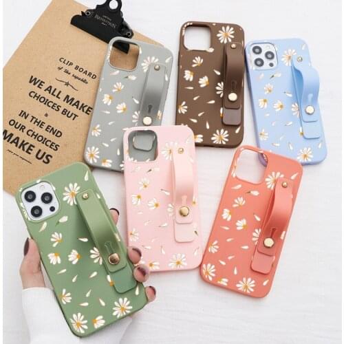 Daisy Flower Holder Case For iphone 12 11 Pro Max XR X XS Max 12 Mini 7 8 SE 2020 6 6S Plus 5 5S Case Soft Silicone Fashion Capa