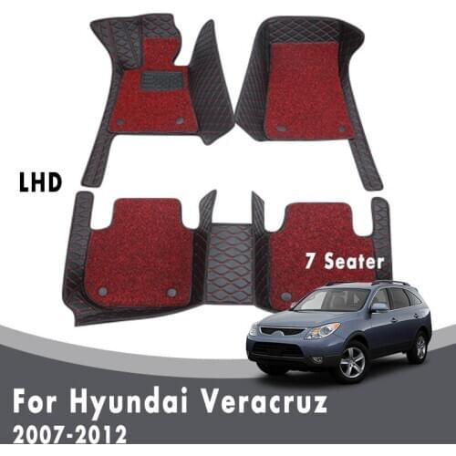 Double Layer Wire Loop Carpets For Hyundai Veracruz 2012 2011 2010 2009 2008 2007 (7 Seater) Car Floor Mats Leather Rugs Covers