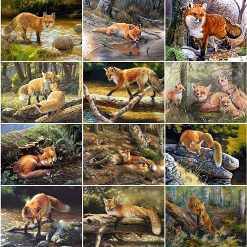 EverShine DIY Diamond Mosaic Animal Cross Stitch 5D Diamond Embroidery Fox Rhinestones Art Painting New Arrival Handmade Hobby