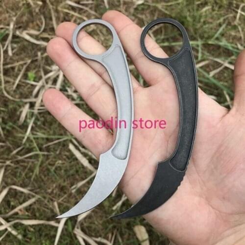Bastin BAS13 Claw Karambit 440C Stone Wash Fixed Blade Full Tang Steel Handle Camping Hunting Tactical Survival EDC Tool Knives