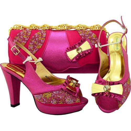 Beautiful Elegant Italian Combining Shoes And Purse Set African PU Leather Shoes And Purse Set For Wedding Dress MM1048
