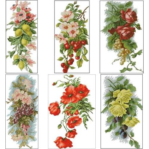 Vertical bouquet patterns counted 11CT 14CT 18CT DIY Cross Stitch Sets wholesale Cross-stitch Kits Embroidery Needlework
