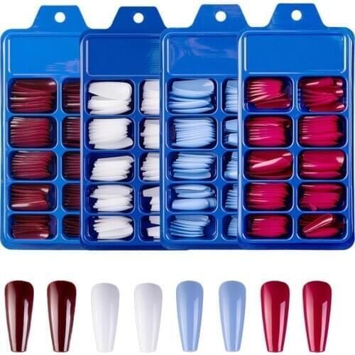 100pcs French Ballet Fake Nails European and American Style Color Full Sticker Portable Wearable Nail Art, Nail Decoration Tools