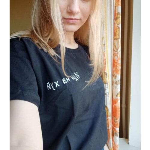 New T-shirts for Women Short Sleeve O-neck Fashion Russian Letter Printed Female T-shirt Black Female Tops Summer Fashion Tee