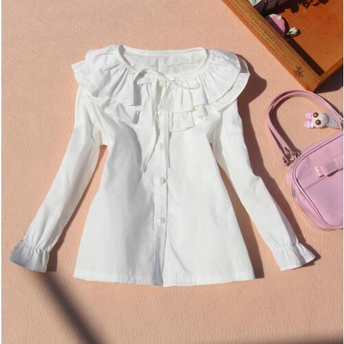 2019 Autumn Kids Clothes Girls School Blouses Children Clothing Baby Girl Clothes Cotton Child Shirt Cute Bow Blusas 2-16Y