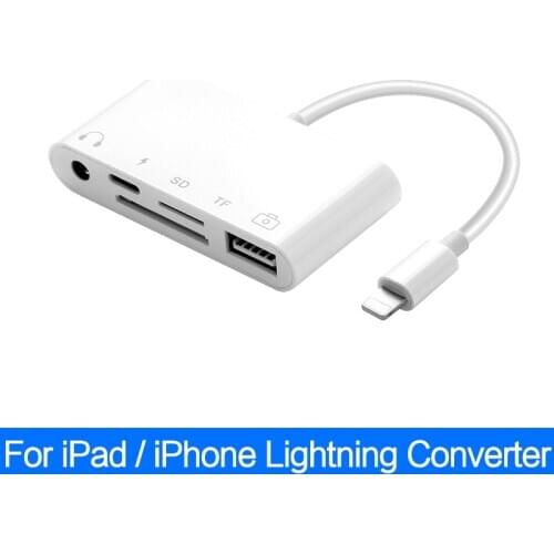 OTG Lightning Adapter Converter to HDMI Card Reader 3.5mm Charging USB For Apple iPad X XR XS 11 12 Pro Max SE 8 Cable Splitter