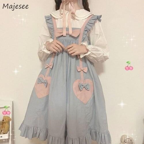 Dress Women Japanese Sweet Kawaii Lolita Vintage Gothic Cartoon Sleeveless Bow Princess Party Loose Ball Gown Teen Girl Cosplay