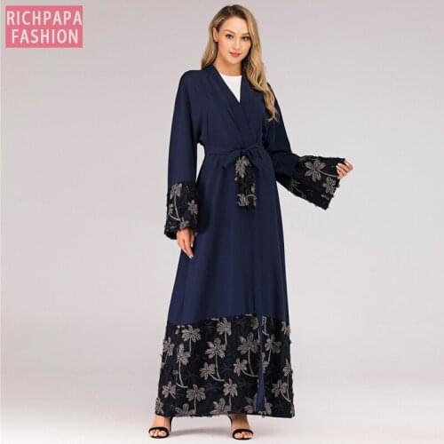 Ramadan Abaya Kaftans Dubai Muslim Dress Kimono Cardigan Abayas For Women Caftan Marocain Elbise Islamic Clothing Robe Femme