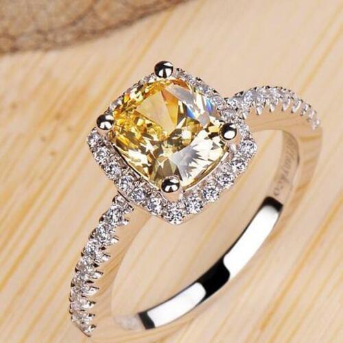 Luxury 2 Carat Yellow CZ Diamant Weddings Rings for Women Real 925 Sterling Silver Sona Simulated Diamant Jewelry Ring ZR129